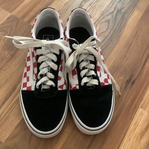 Vans size 10 in Women Black with red and white Checkers